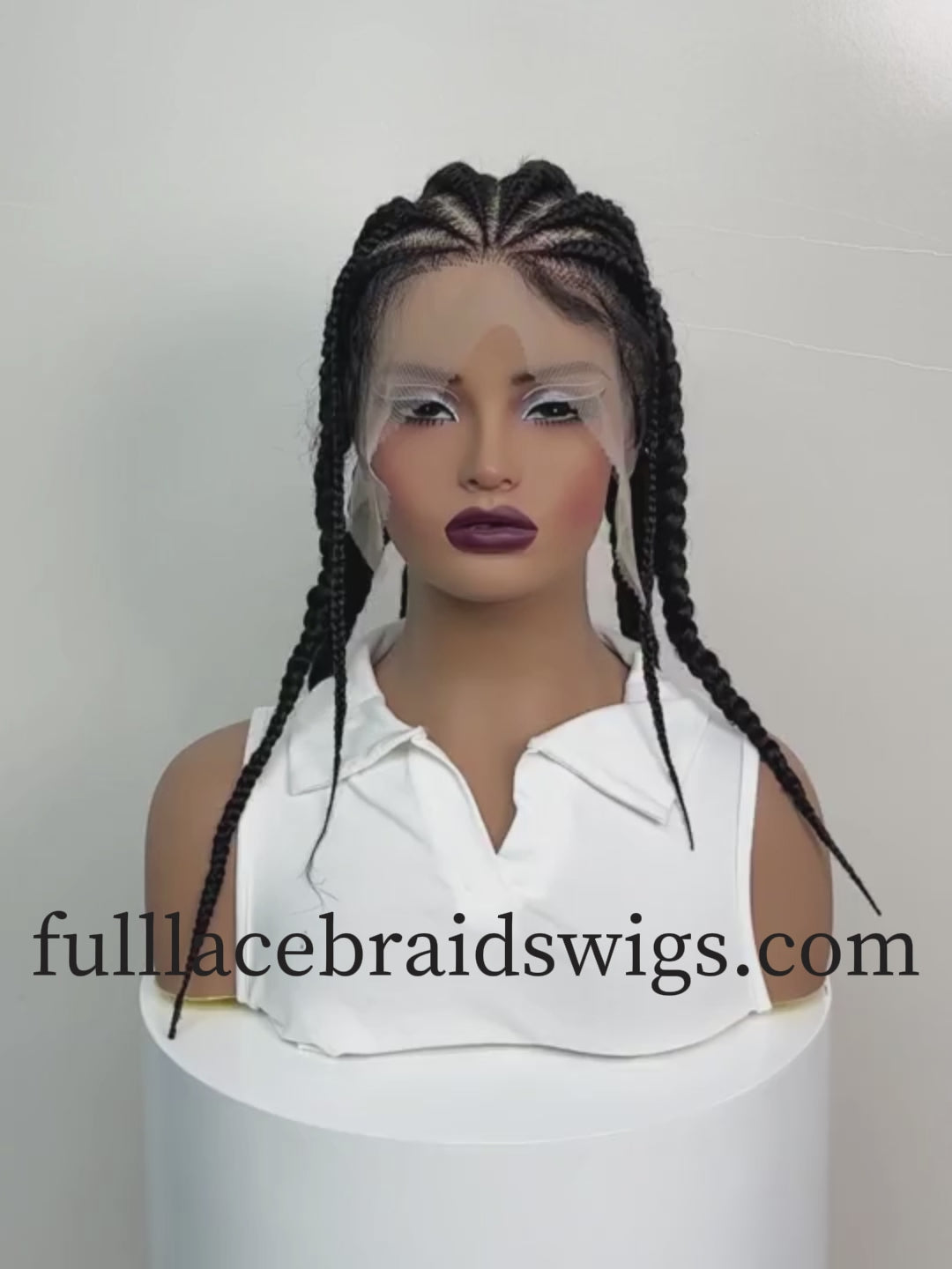 100% Hand Braided Cornrow Boxer Braids Full Lace Wig Video
