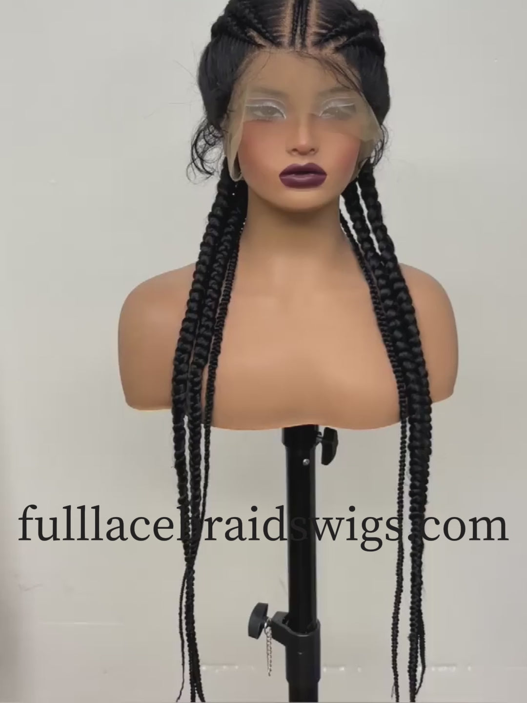 36 inch Black HD Full Lace Cornrow Styled Box Braid Wig